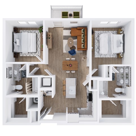 View at Manor Crossing New Apartments in Manor, Texas Two Bedroom Floor Plan